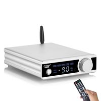 2 Channel Bluetooth 5.0 Power Amplifier 2.0 CH 200W Hi-Fi Stereo Audio Amp Wireless Receiver DAC USB/Opt/Coax for Home Speakers & Active Subwoofer with Remote Control (NS-19G, Silver)