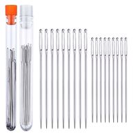 Large-Eye Hand Sewing Needles,2.3 inches (60 mm) 15 pcs and Big Eye Stitching Needles 2 inches (52 mm) 15 pcs for Leather Projects in Storage Tube