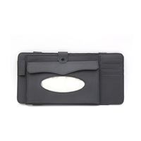 uxcell Black PU Leather Car Sun Visor Multifunctional Double-deck CD Holder Tissue Box