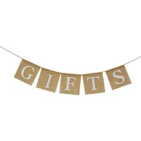Rustic Burlap Gift Banner Bunting Sign for Baby Shower ,Engagement ,Wedding ,Bridal Shower ,Bachelorette ,Retirement ,Birthday Party Supplies