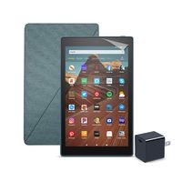 Fire HD 10 Tablet (32 GB, Twilight Blue, With Special Offers) + Amazon Standing Case (Twilight Blue) + Nupro Screen Protector (2-pack) + 15W USB-C Charger