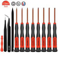 E·Durable Torx Screwdriver Set T3 T4 T5 T6 T8 T9 T10 T15 Security Torx Drivers with ESD Tweezers, Magnetic Screwdrivers Precision Repair Kit for Xbox PS4 Ring Doorbell Folding knife Macbook Computer