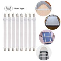 Adjustable Bed Sheet Straps Suspenders Elastic Sheet Fasteners Grippers Garters Clips for Flat & Fitted Sheet Corner Holder,Ironing Board Cover, Mattress, Cribs, Sofa Cushion& More(Short type--8 pack)