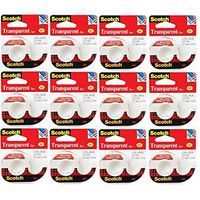 Scotch Transparent 144 Office Tape, 1/2" x 450" in dispenser. MMM144 (Pack of 12 Rolls)