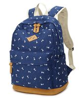 LuckyZ Women Backpack Lightweight Canvas Leather Daykpack Laptop School Bag Cute Printng Travel Shoulder Bookbags Deer Blue