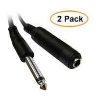 ACL 25 Feet Black 1/4 Male to 1/4 Female Mono Extension Cable, 2 Pack