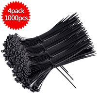 Wrap Cable Nylon Plastic Zip Quality 12" Trim Loop Ties Wire Self Lock 40 lbs, 4 pack, 1000 pcs
