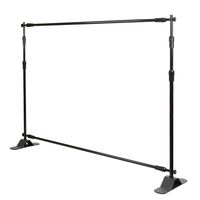 Flexzion Backdrop Stand - Telescopic Banner Stand 8'x8' Step and Repeat Adjustable Photographic Back Ground Expanding Display for Party Trade Show Exhibitions Wall Exhibitor with Carrying Case