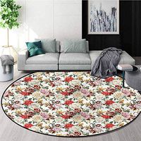 RUGSMAT Rose Modern Machine Round Bath Mat,Bridal Feminine Spring Lifts Basket Swivel Chair Pad Coffee Table Rug Round-71