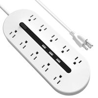 Power Strip with 10 AC Outlets and 3 USB Charging Ports Surge Protector  with 6.5foot Heavy Duty Extension Cord for Cellphones Tablets Home,Office, Hotel