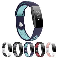 Silicone Sport Bands Compatible with Fitbit Inspire Bands & Inspire HR, Soft Breathable Replacement Wristbands Accessories Air Holes for Women Men (5.5" - 7" Blue Green)