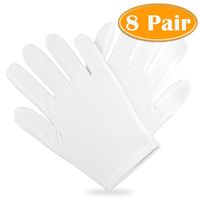 Paxcoo 100% Cotton Gloves for Dry Hand Cosmetic Moisturizing Coin Jewelry Inspection Hand Spa - Medium Size (8 pair)