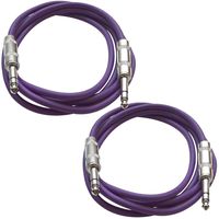 SEISMIC AUDIO - SATRX-3-2 Pack of 3' 1/4" TRS Male to 1/4" TRS Male Patch Cables - Balanced - 3 Foot Patch Cord - Purple and Purple