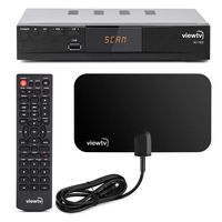 Viewtv AT-163 ATSC Digital TV Converter Box Bundle with ViewTV Flat HD Digital Indoor TV Antenna and ViewTV HDMI Cable w/Recording PVR Function/HDMI Out/Coaxial Out/Composite Out/USB Input