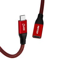 USB C Extension Cable Short 2ft, RIITOP USB-C Male to Female Braided Cable for Nintendo Switch, MacBook Pro (Thunderbolt 3 Compatible) Red