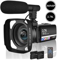 Camcorder 2.7K Video Camera for YouTube 30MP Digital Camera Vlogging Cameras Vlog Camcorders with Two Batteries and Microphone