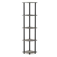 Furinno Turn-N-Tube 5 Tier Corner Display Rack Multipurpose Shelving Unit, French Oak Grey/Black