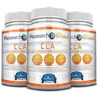 Research Verified CLA Safflower Oil - Natural Weight Loss with 2000mg 85% Pure Conjugated Linoleic Acid Softgel Capsules – 3 Bottles (3 Months Supply)