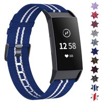 XIMU Bands Compatible with Fitbit Charge 3 / Charge 3 SE, Soft Woven Fabric Watch Band Strap Replacement Wristbands Accessories Women Men for Charge 3 Smart Watch
