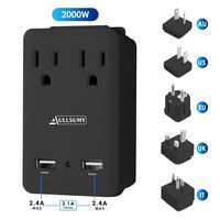 AULLSUMY 2000W Worldwide Travel Adapter Kit-Universal Electrical Adapters 2 USB Ports 2 US Outlets Travel Power Charger,International Travel Adapter Plug for Europe UK Australia Italy China Ireland