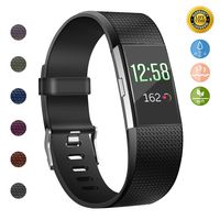 JOMOQ Replacement Bands Compatible for Fitbit Charge 2, Adjustable Breathable Sport Wristbands Silicone Accessories Women Men (Small, Black)