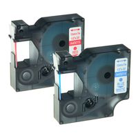 GREENCYCLE 2 Pack Adhesive Blue/Red on White Label Tape Compatible for Dymo D1 45014 45015 1/2 Inch LabelManager 160 Labeling Maker (1PK 45014,1PK 45015)