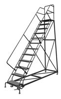 Tri-Arc UKDEC112246 U-Design Configurable 12-Step Forward Descent Incline Rolling Ladder with 24" Wide Perforated Tread