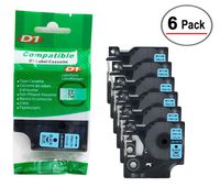 6/Pack LM Tapes - Premium LM-45016 1/2" Black on Blue Compatible Label Maker Tape, Replaces Dymo 45016 D1 Label Tape 12mm