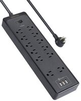 Surge Protector Power Strip, NTONPOWER 12 Outlets Power Strip with 3 USB Ports, Power Strip Flat Plug, 5ft Heavy-Duty Extension Cord, 15A Circuit Breaker, Wall Mount, for Home, Office and More (1700J)