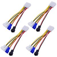 Liyafy 4-Pin to 4 Case Cooling Fan 3-Pin Computer Fan Out Power Adapter Converter Cable Speed   Reduction 2X12V/1X7V/1X5V 4-Pack