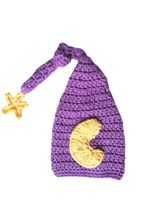 Pinbo Newborn Baby Crochet Photo Prop Moon Star Hat Sleepy Time Hat Elf Hat (Light Purple)