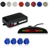EKYLIN Car Auto Vehicle Reverse Backup Radar System with 4 Parking Sensors Distance Detection + LED Distance Display + Sound Warning (Blue Color)