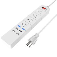 Power Strip with 4 USB Ports, Merisny Power Strip Surge Protector 4 Outlets 6Ft Long Power Extension Cord - White