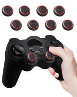 Fosmon (Set of 8) Analog Stick Joystick Controller Performance Thumb Grips for PS4, PS3, Xbox ONE, ONE X, ONE S, 360, Wii U (Black and Red)