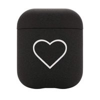 NANTE Accessories Heart Print Cute Cover Case for AirPods 2 & 1 Silicone Protective Earphones Charger Covers Protector Pouch (Black)