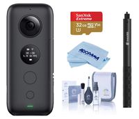 Insta360 ONE X Action Camera (CINONEX/A) - Bundle Selfie Stick - 32GB Micro SDHC U3 Card