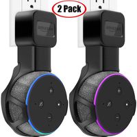 TOOVREN Upgraded Outlet Wall Mount Holder Stand for Echo Dot 3rd Generation (No Muffled Sound) Space-Saving Alexa Accessories for Your Smart Home Speakers Without Mess Wires or Screws (2 Pack)