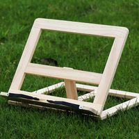 PrettyWit Wood Book Stand Reading Rest Holder Foldable Cookbook Cook Stand for Tablet Music Document Stand Bookrest - Natural Wood with Steel Tip