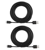 2-Pack 25ft Power Extension Cable Compatible for WyzeCam, Wyze Cam Pan, Nest Cam Indoor, Blink, Yi Camera, USB to Micro USB Charging Cord (Black)