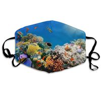 Tropical Fish Coral Reef Underwater Dust Mask,Washable and Reusable Cleaning Gardening Outdoor Activities Warm Windproof Mask