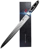 TUO Black Hawk-S Slicer Knife - Slicing and Carving Knife, 12 inch High Carbon Stainless Steel Kitchen Knife with G10 Full Tang Handle, Plus Microfiber Cloth - Value Bundle
