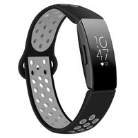 DYKEISS Compatible with Fitbit Inspire HR Fitness Tracker Sport Band, Soft Silicone Replacement Accessory Women Men Breathable Wristband Strap, Black/Gray, Large