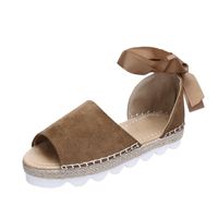 Women Flats Sandals,Hemlock Thick Bottom Sandals Wedges Lace Up Espadrilles Flatform Shoes (US:5.5, Khaki)