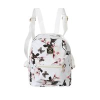 Koloyooya Girls Mini Waterproof Ipad Backpack Fashion Casual Floral Leather Computer Sports Backpack Outdoor Backpack (White)