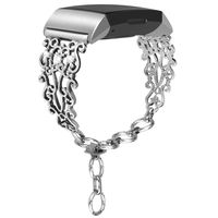 somoder Bling Bands Compatible with Fitbit Charge 3, Vintage Chain Jewelry Cuff Bracelet with Rhinestone Replacement for Fitbit Charge 3 Bands Women Ladies Girls [S Hollow Version]