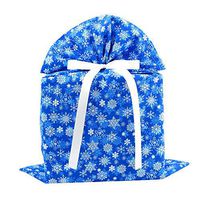 Snowflakes on Blue Reusable Christmas or Hanukkah Gift Bag (Large 20.5 Inches Wide by 27 Inches High)