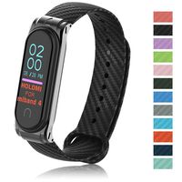 PULILANG Sports Band Replacement Bands Compatible for Xiaomi 3/4 Waterproof Smartwatch Wristband Carbon Fiber TPU Strap (Black)
