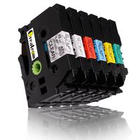 6 Pack Combo Set Compatible for Brother P-Touch Label Tapes TZ131 TZ231 TZ431 TZ531 TZ631 TZ731 12mm x 8m, 1/2" x 26.2ft