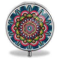 Custom Round Pill Box Case Medicine Vitamin Organizer As A Nice Gift (Indian Mandala)