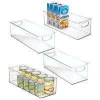 mDesign X-Long Plastic Kitchen Pantry, Cabinet, Refrigerator, Freezer Food Storage Organizing Bin Basket with Handles - Organizer for Fruit, Vegetables, Yogurt, Snacks, Pasta - 6" Wide, 4 Pack - Clear